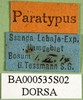 CollectionObject 1502333; 3f526cc4-a9c8-45c6-9a6f-97a862b8be54: labels (holotype of Anthermus uamicus). (CollectionObject).