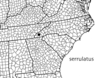 Geographic distribution. Depicts Melanoplus serrulatus Hebard, 1937, an Otu.