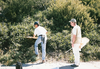 Timema chumash Hebard, 1920: copyright Paul Brock. U.S.A.: California, Mt. Baldy, San Gabriel Mts., Glendora Ridge Road, 29.v.1995 - habitat for Timema chumash, collecting with beating tray (Greg Bartman on right). (Otu).