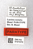 CollectionObject 1594423; 2bdc562e-521d-45b4-a6a0-a668a08ef62b: labels (paratype). (CollectionObject).